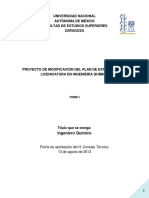 Modificación del plan de estudios de Ingeniería Química FES Zaragoza UNAM