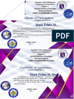 Certificate of Participation and Appearance