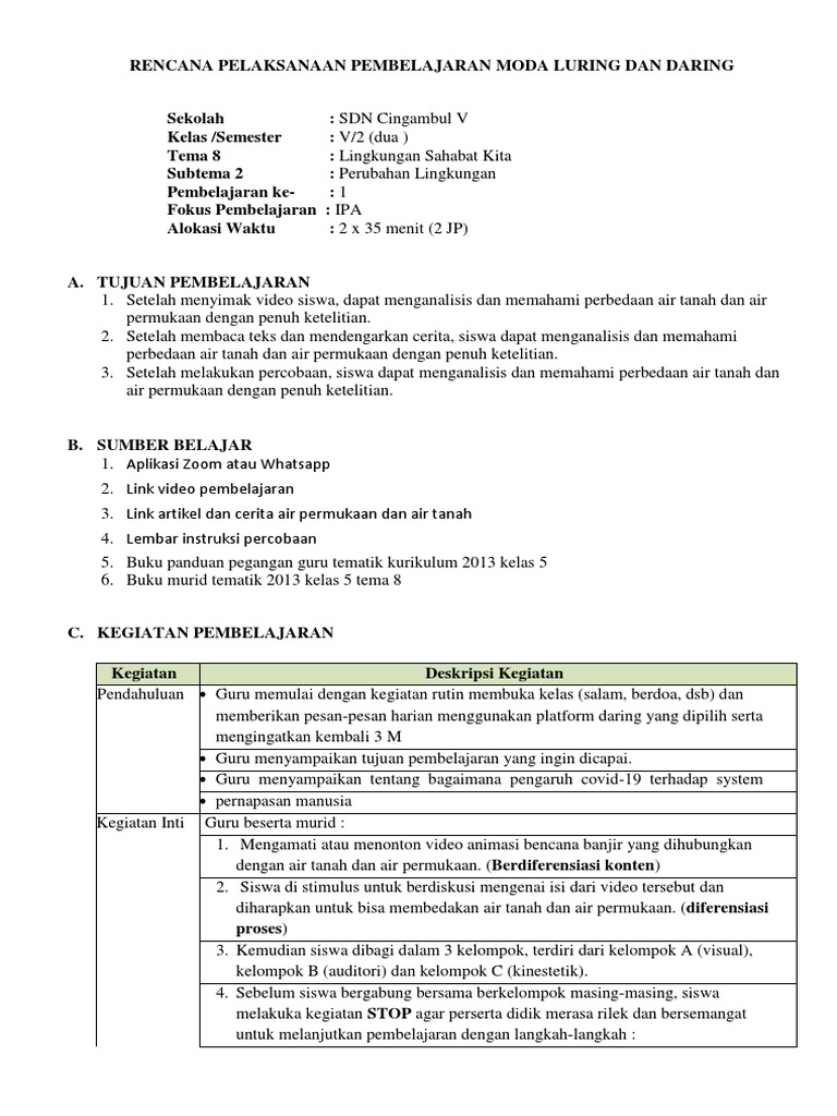 RPP Berdiferensiasi Dan Kse Moda Luring Dari | PDF | Seni & Disiplin Bahasa