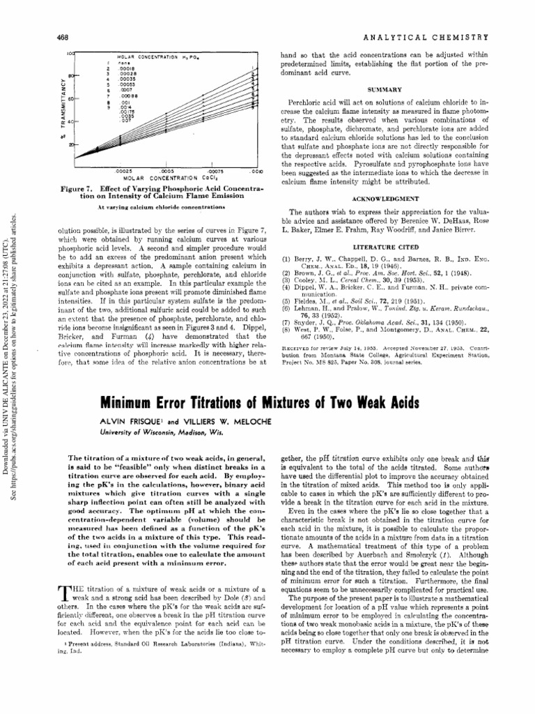 Error Titrations Mixtures Minimum PDF Chemistry Titration