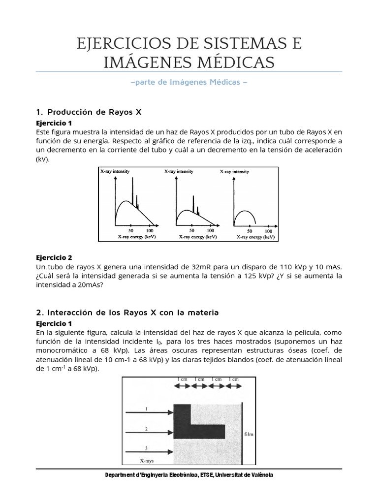 Problemas Ejercicios SIM Imagen | PDF | Rayo X | Imagenes medicas