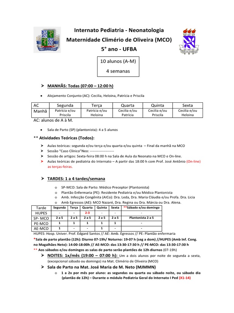 Internato em Neonatologia UFBA 2021 | PDF | Especialidades médicas ...