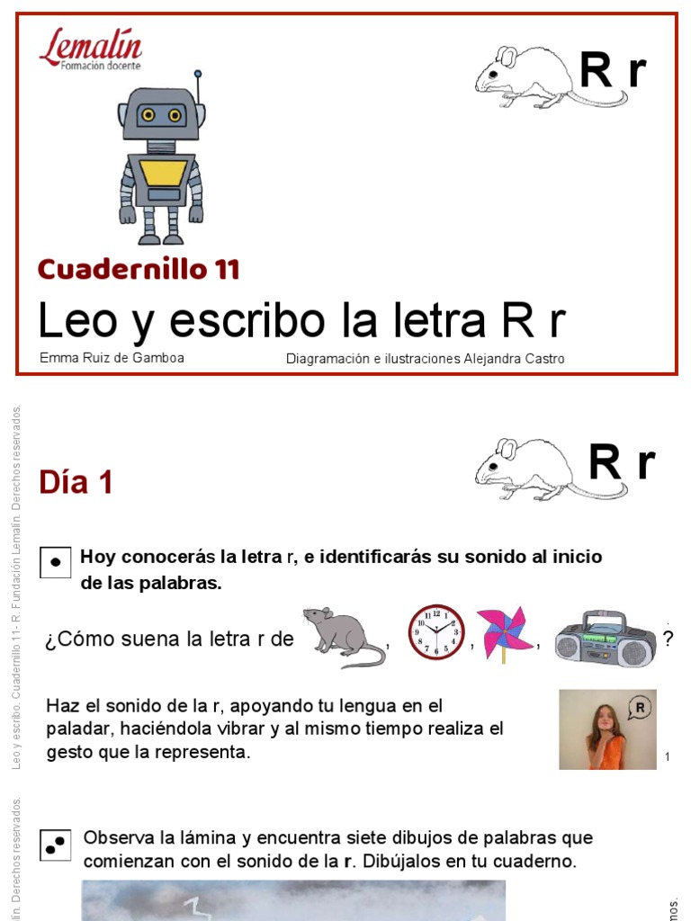 Actividades de Lectoescritura: Letra R | PDF