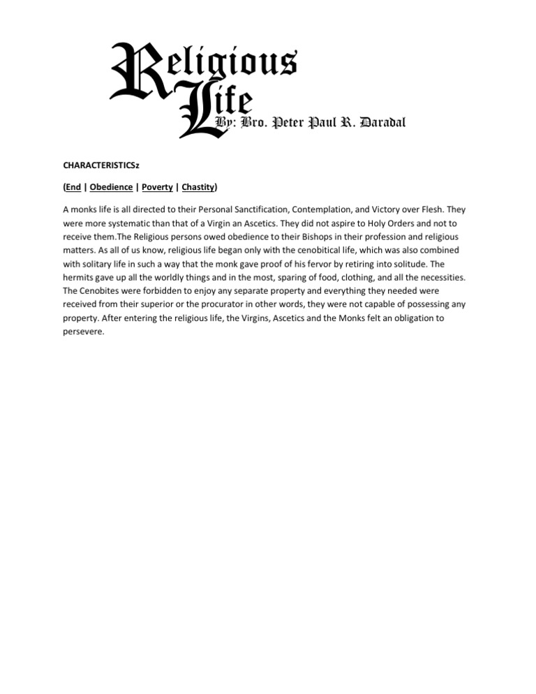 Religious Life | PDF | Religion & Spirituality