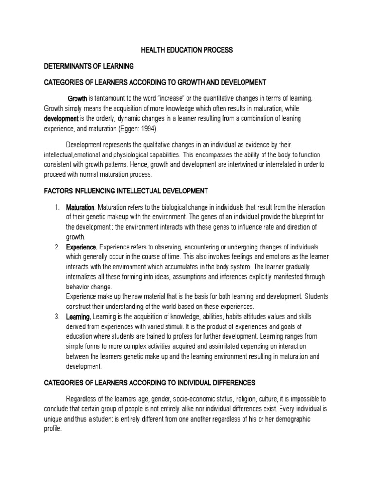 DIMENSIONS OF HEALTH EDUCATION PROCESS intelligence overview