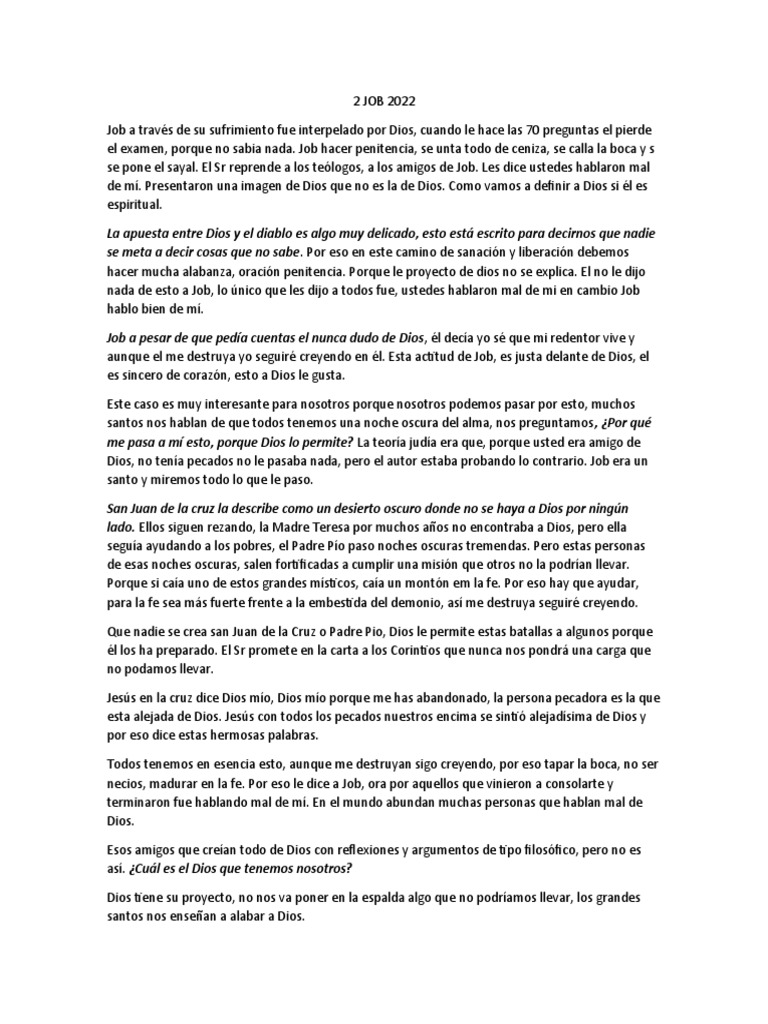 La Paciencia de Job en el Sufrimiento | PDF | Libro de trabajo | Dios