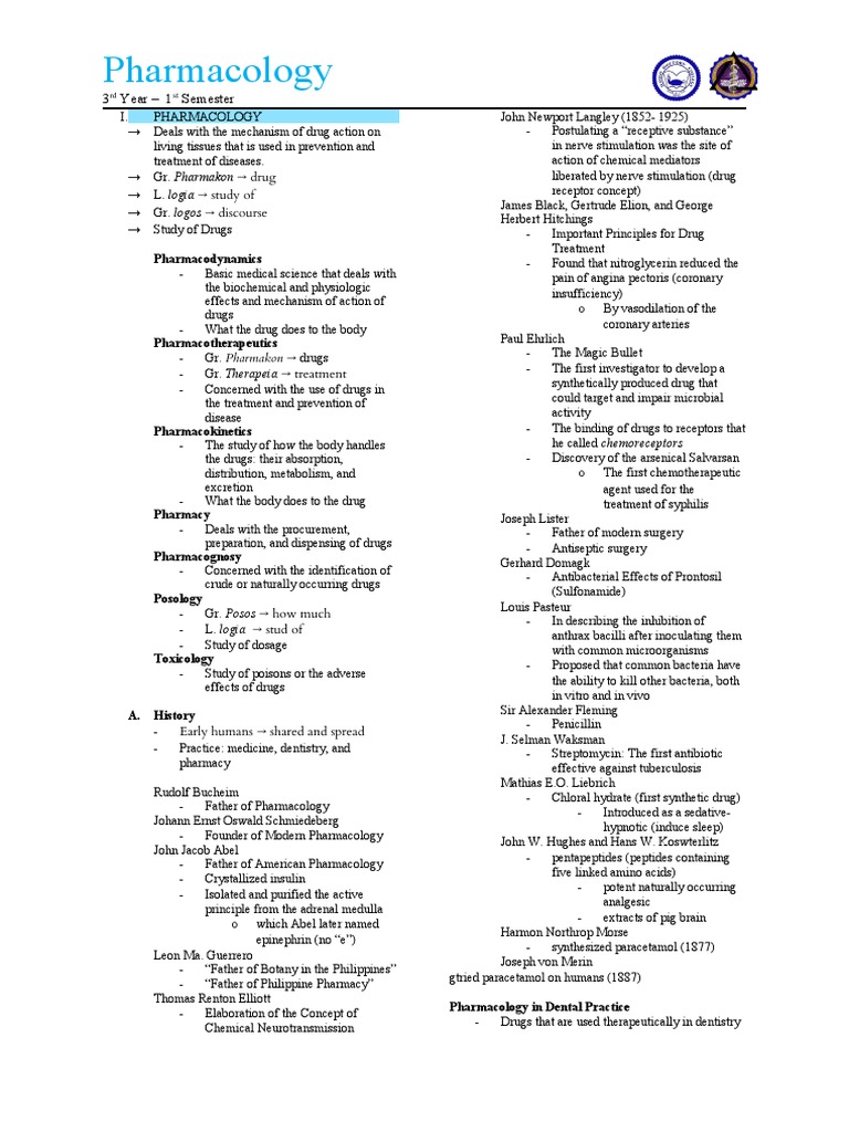 Pharmacology for Dentistry An Overview of Drug Mechanisms