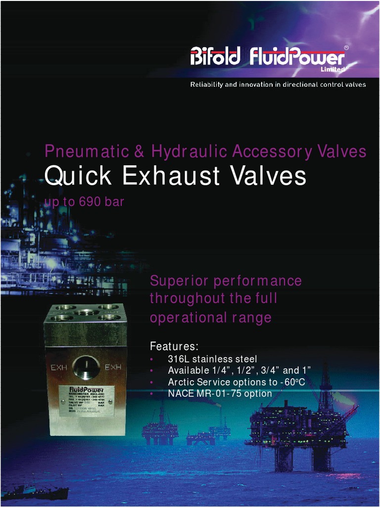 Quick Exhaust Valve Specifications | PDF | Hydraulics | Gas Technologies