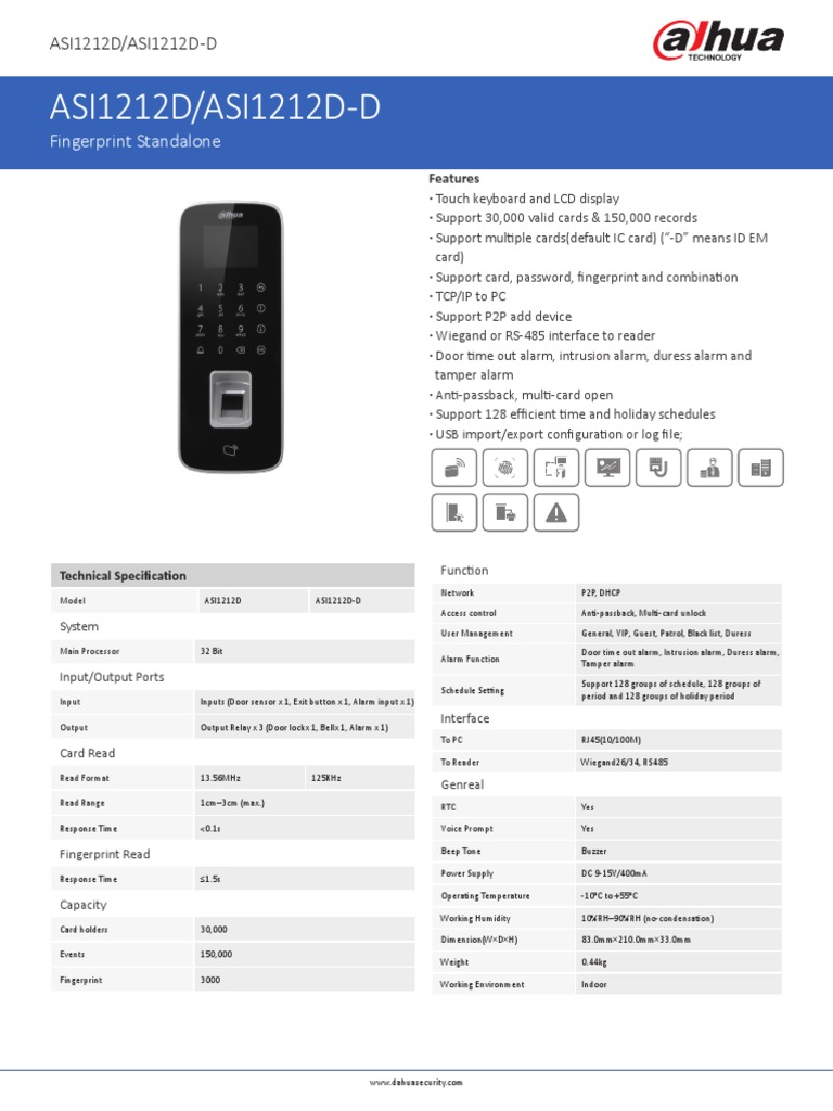 ASI1212D-ASI1212D-D_datasheet_20200506 | PDF | Access Control | Computing