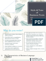 Style and Tone of Business Texts