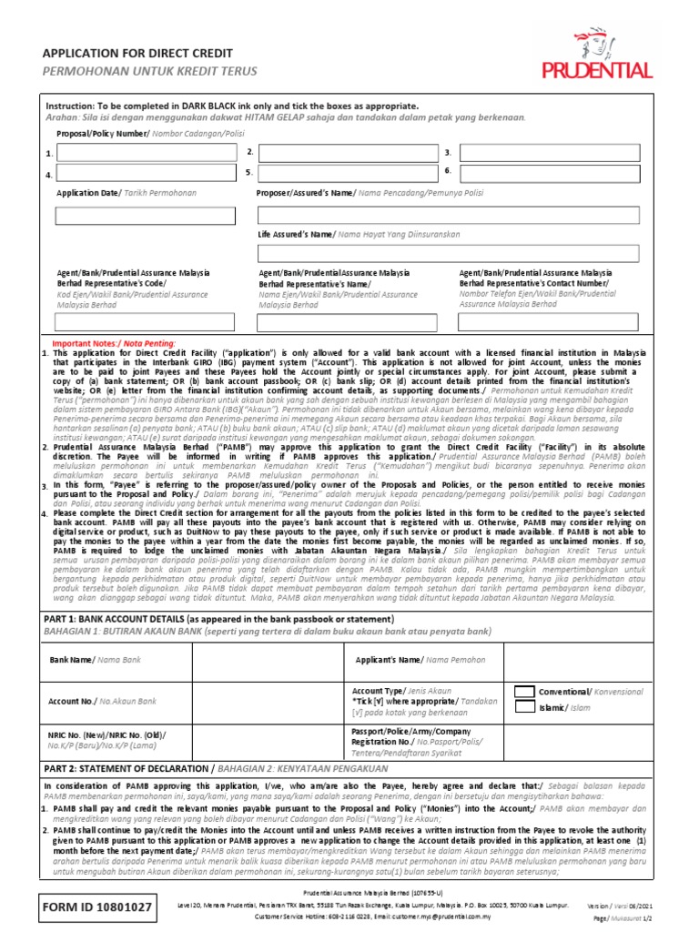 Application For Direct Credit PDF