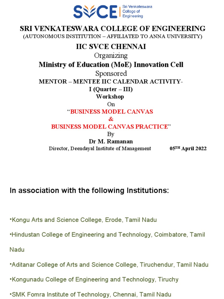 Business Model Canvas - DR - Ramanan | PDF | Business Model