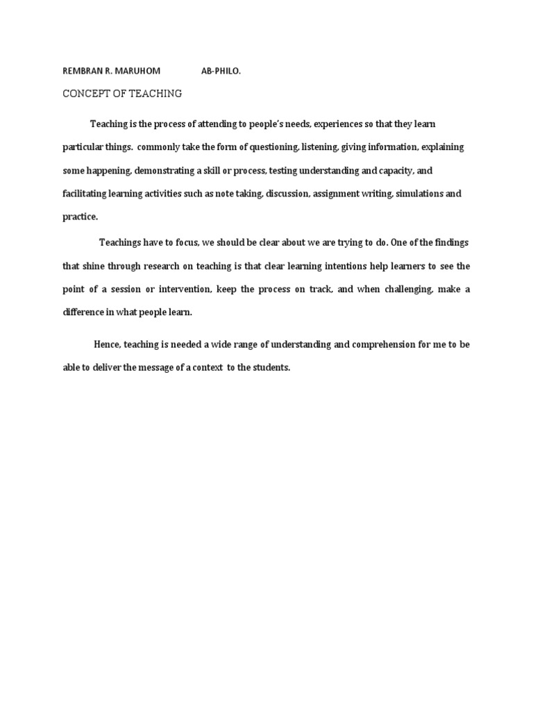 Concept Of Teaching Ed