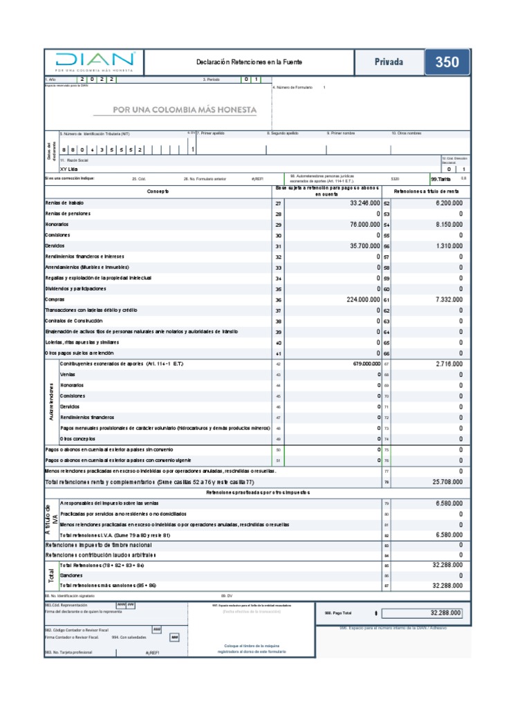 Formulario 350: Retenciones y Autorreteniones | PDF | Finanzas del ...