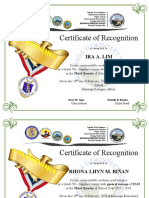 Maynaga Elementary School recognition certificates