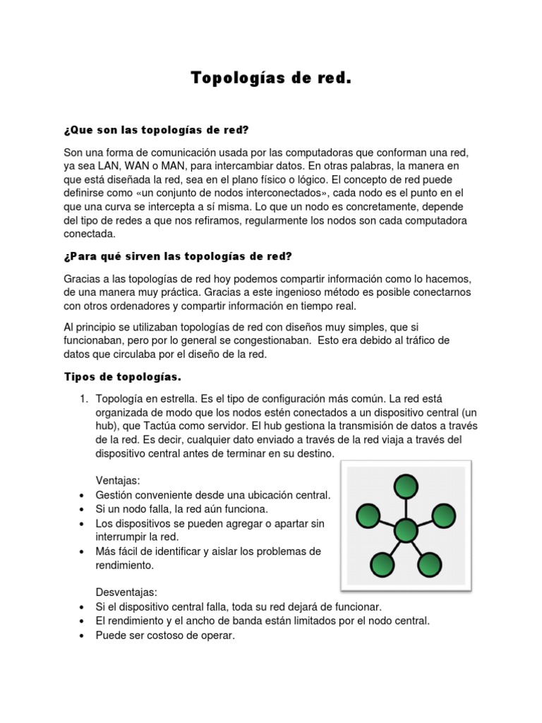 Tipos de Topologías de Red Explicadas | PDF | Topología de la red | Red ...