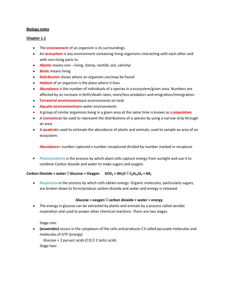 Patterns in Nature Biology Notes | PDF | Food Web | Carbohydrates