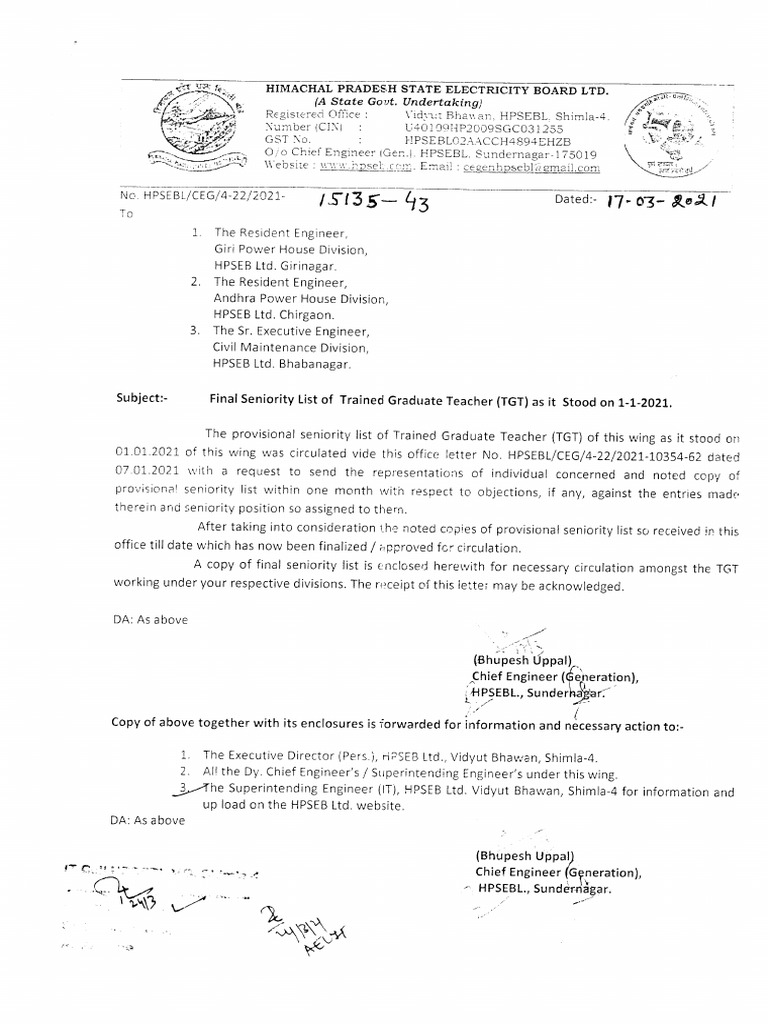 Portal - Senioritylist - Final Seniority List of TGT 17.3.21 | PDF