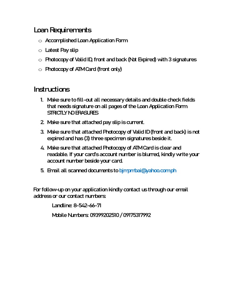 Loan Application Requirements Guide | PDF
