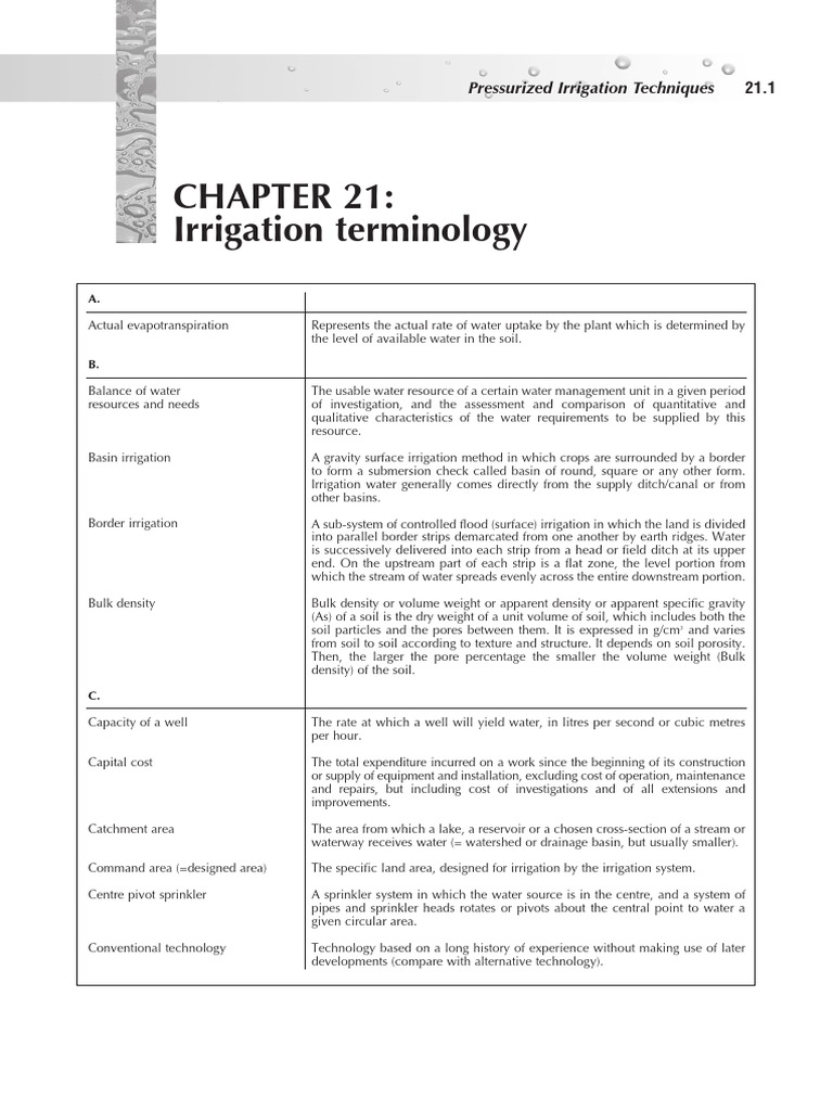 Irrigation Terminology PDF Soil Irrigation