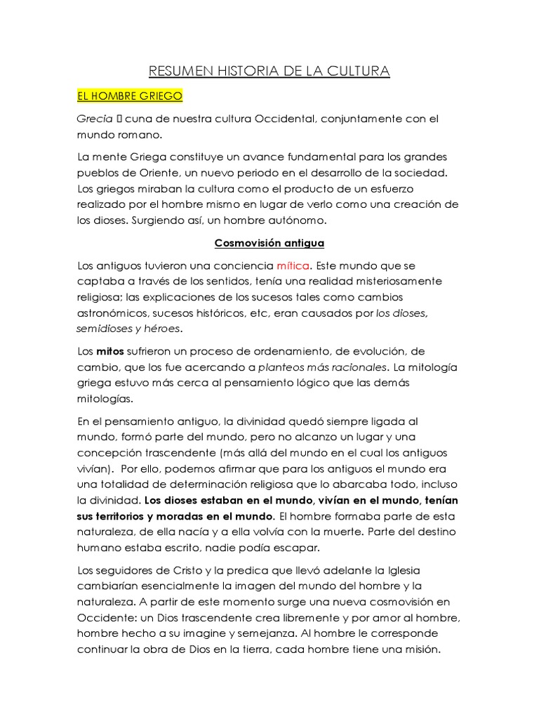 Resumen Historia de La Cultura Unidad 3 | PDF | Antigua Grecia ...