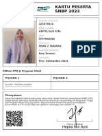 Kartu Peserta SNBP 2023: 423679916 Hepita Nur Ayni 0044862092 Sman 2 Tarakan Kota Tarakan Prov. Kalimantan Utara