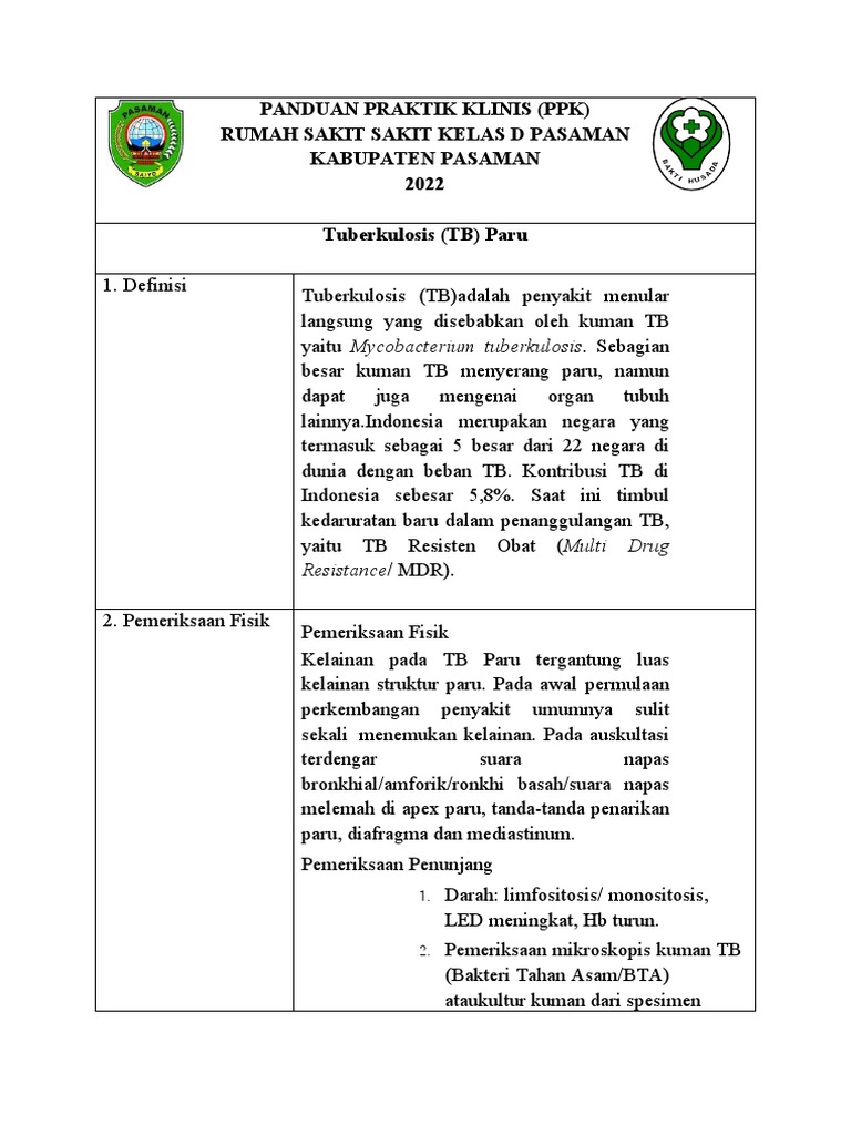 Panduan Praktik Klinis TB | PDF