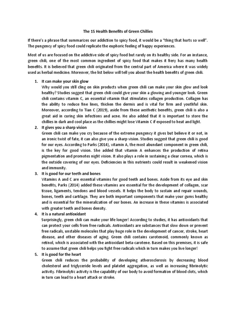 The 15 Health Benefits of Green Chillies PDF Bone Chili Pepper