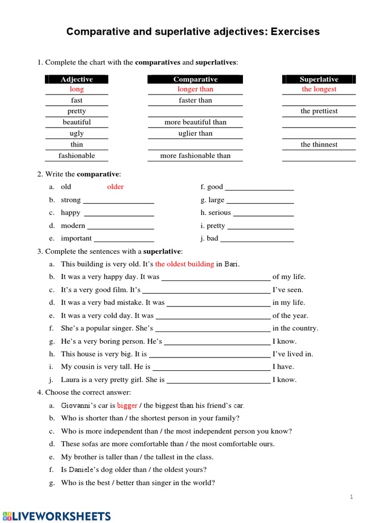 Comparative and Superlative Exercises | PDF | Clothing | Fashion