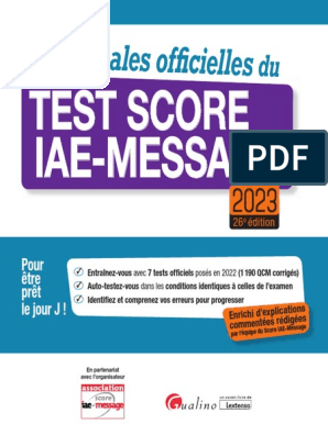 Les Annales Officielles Du Test Score Iae Message 2023