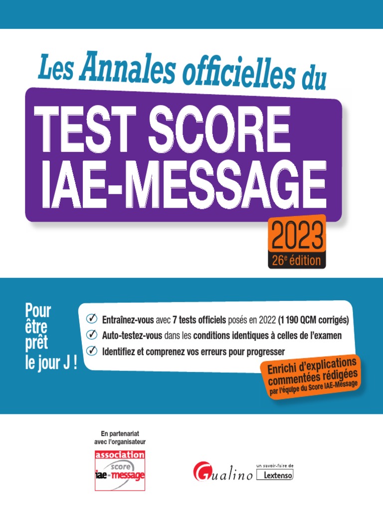 Les Annales Officielles Du Test Score Iae Message 2023