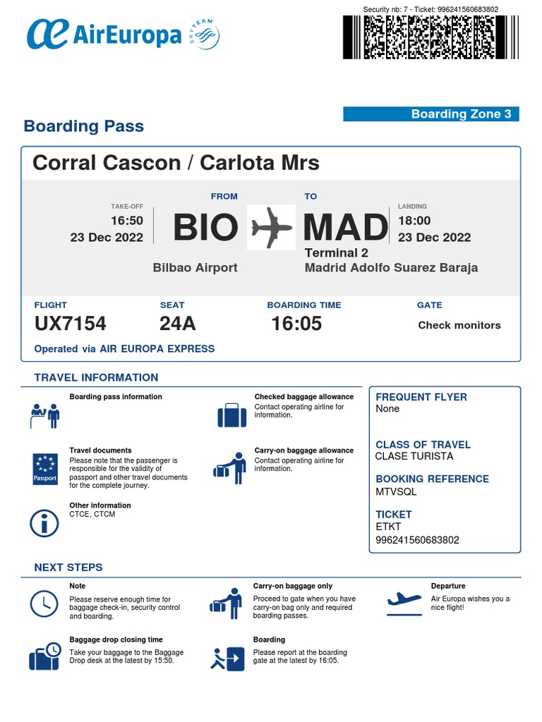 Your Pass To Madrid - AIR PDF | Transport | Aviation