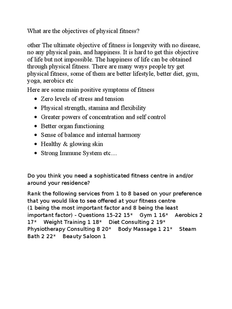 What Are The Objectives Of Physical Fitness Physical Fitness