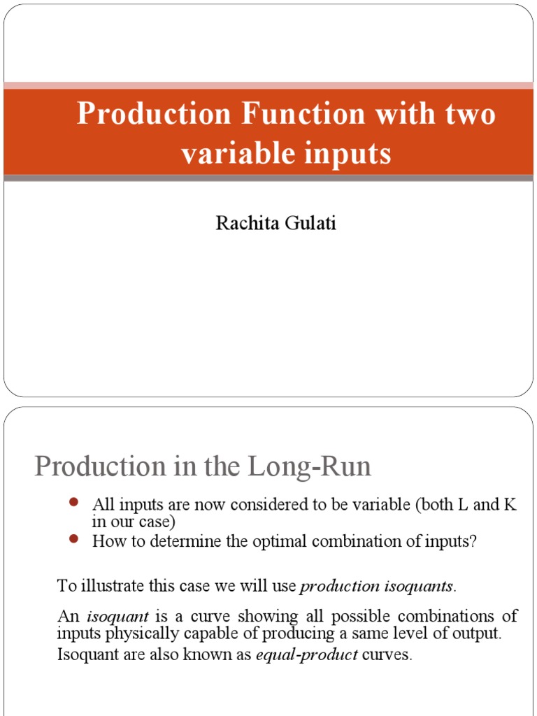 Optimal Input Combinations in Production | PDF | Production Function ...