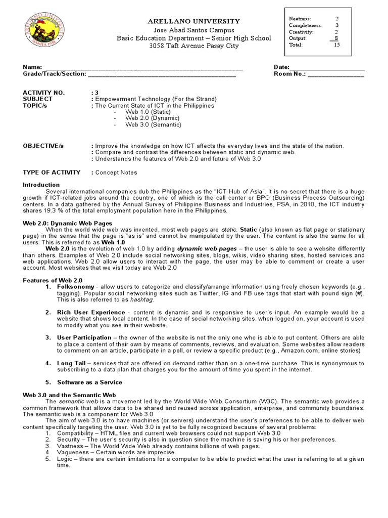 DLP 3 The Current State of ICT in The Philippines | PDF | World Wide ...