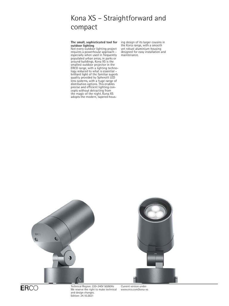 Kona XS: Compact Outdoor Lighting Solution | PDF | Lighting | Optics