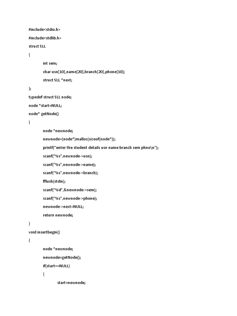 SLL Program | PDF | Object Oriented Programming | Computer Libraries
