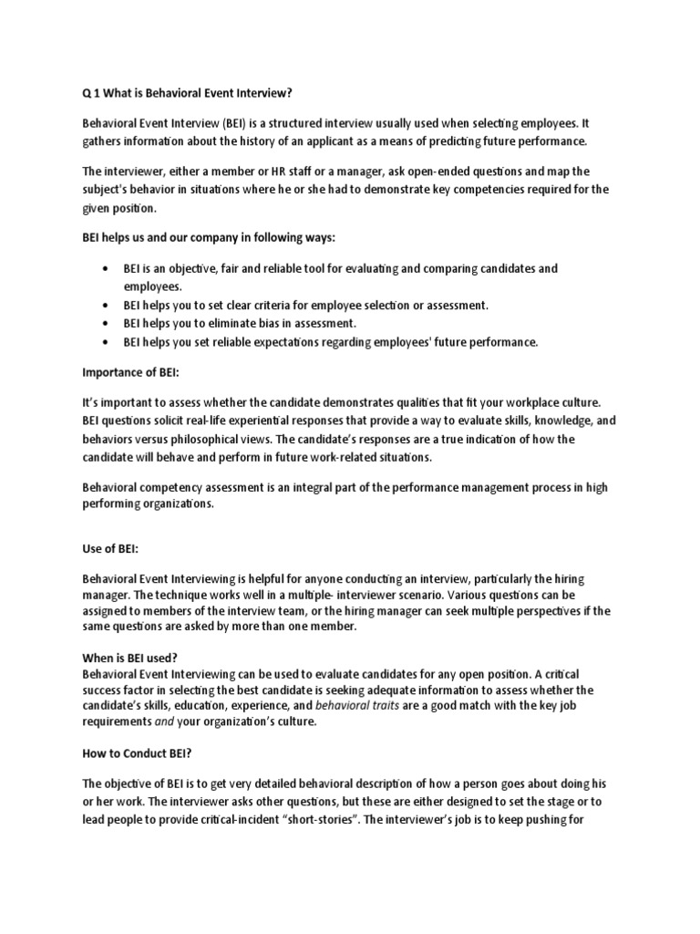 What Is Behavioral Event Interview | PDF | Competence (Human Resources ...