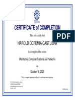 Certificate of Completion for Maintaining Computer Systems