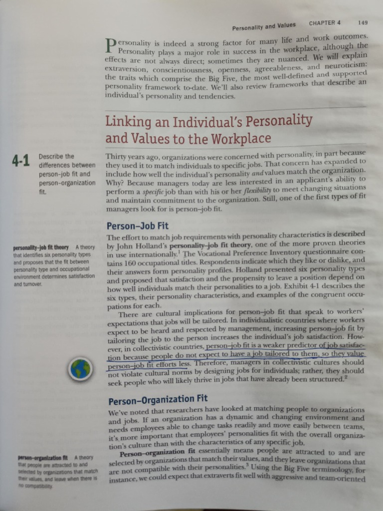 Big Five Personality Traits & Workplace Fit | PDF