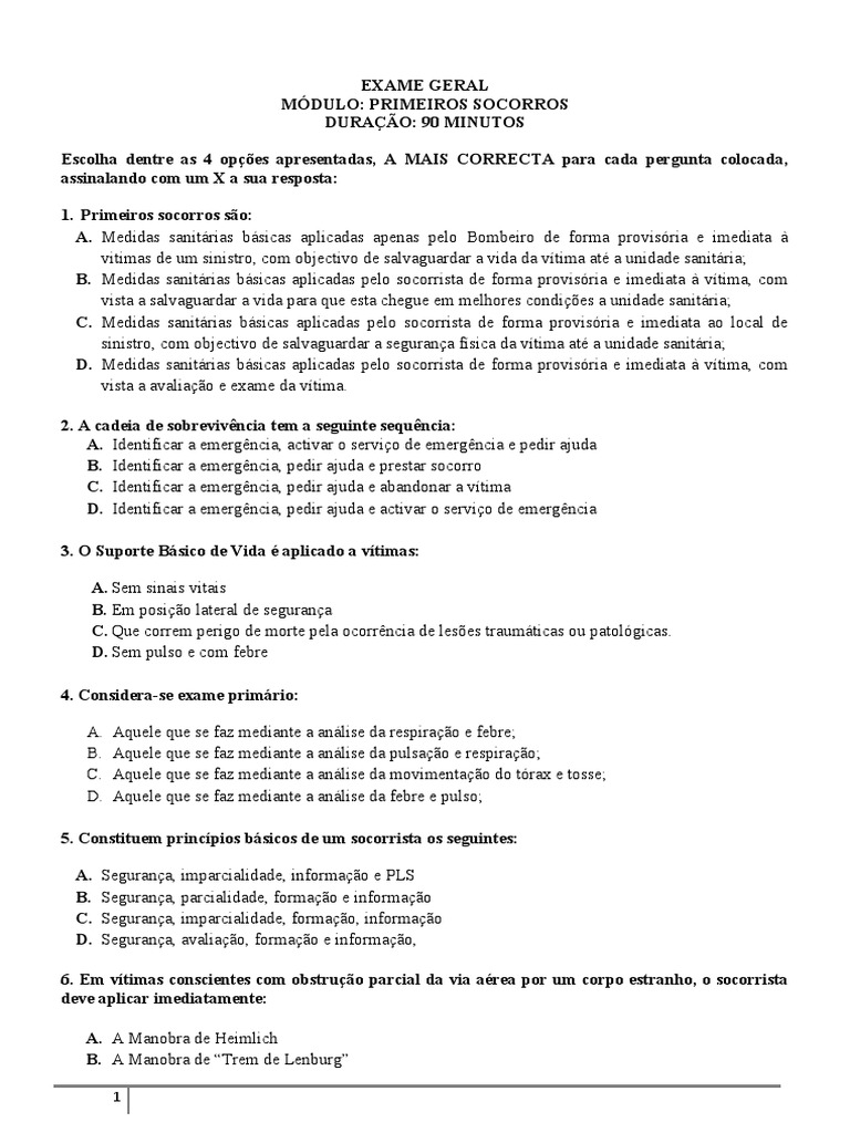 Avaliação Primária em Primeiros Socorros | PDF | Choque (circulatório ...