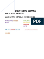 Horario Orientativo 18-22 Mayo