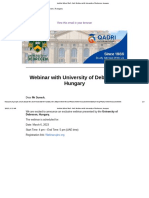 Webinar With University of Debrecen, Hungary