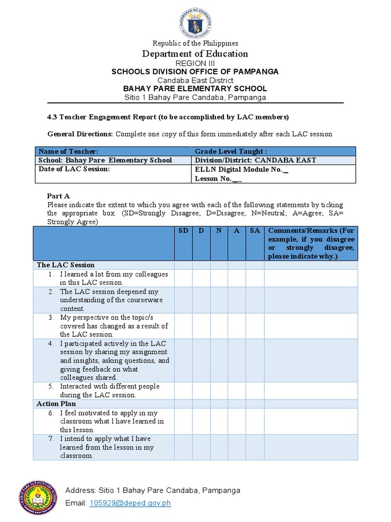 Teacher Engagement at Bahay Pare Elementary | PDF | Teachers | Teaching