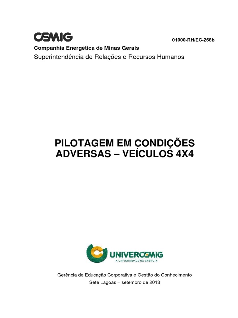 Pilotagem em Condies Adversas Veic 4X4 e 4X2 | PDF | Tração nas quatro  rodas | Eixo