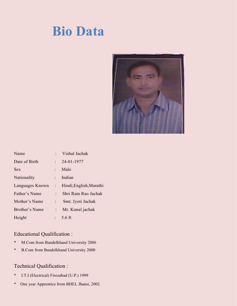 Bio Data | PDF | Sports & Recreation | Games & Activities