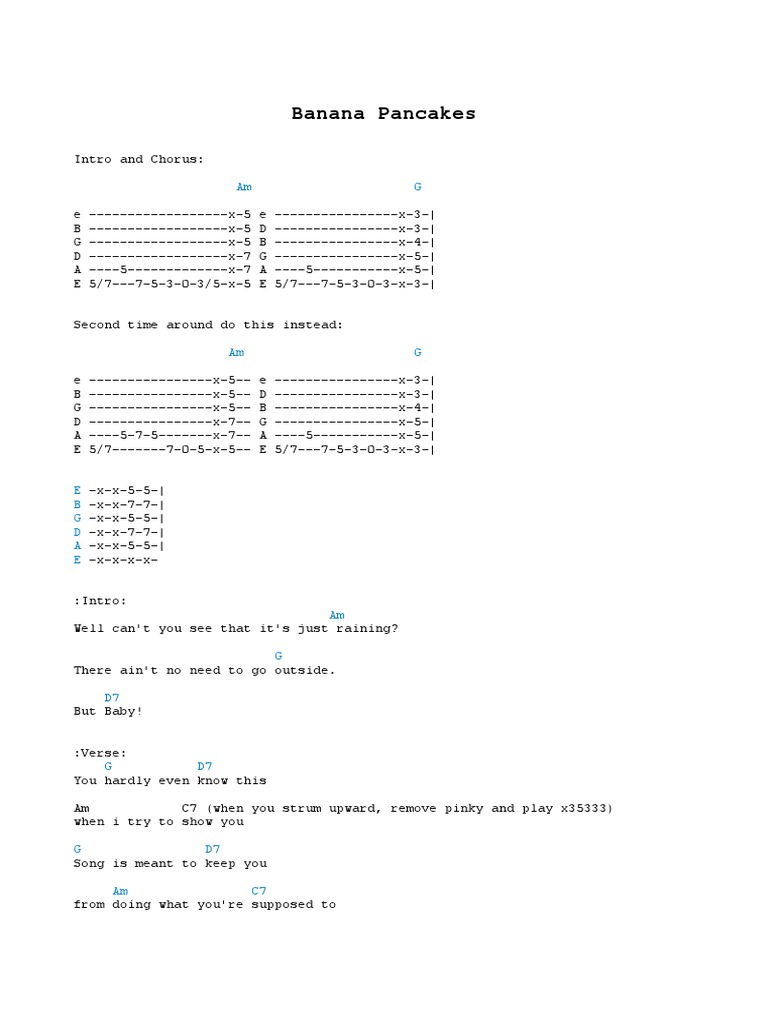 Banana Pancakes Jack Johnson PDF