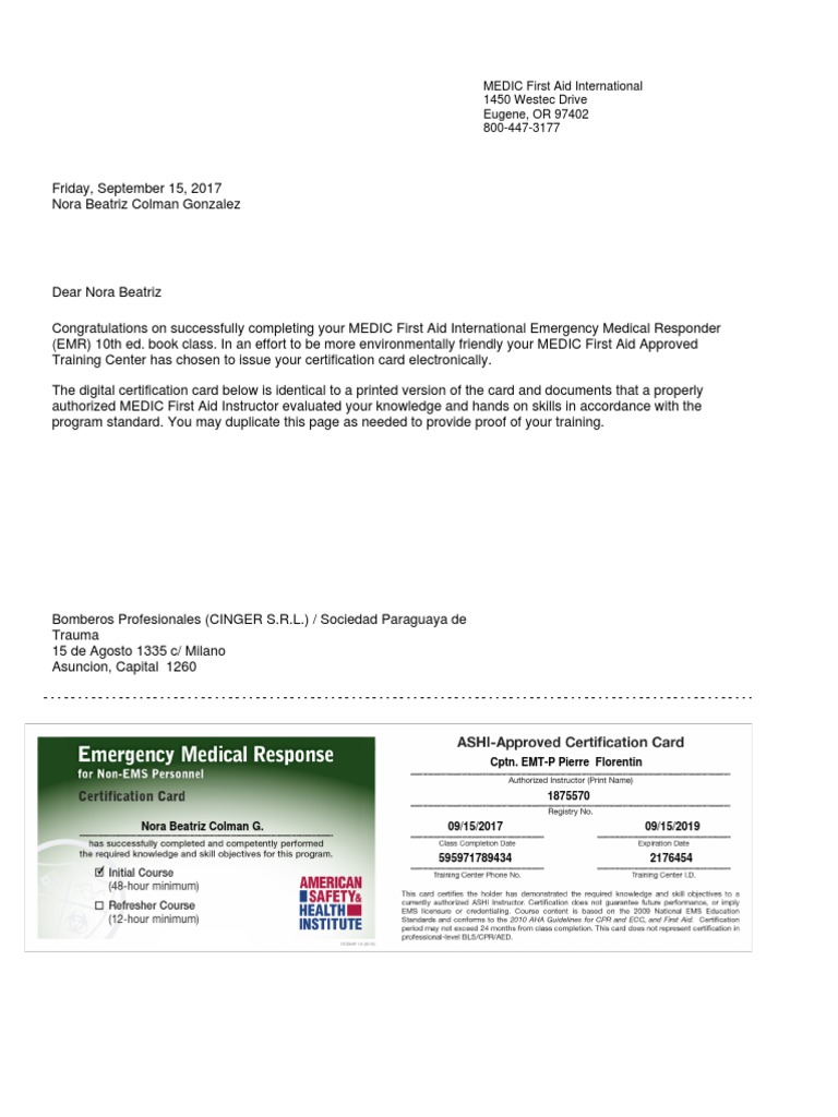 EMR Certification Confirmation Letter | PDF