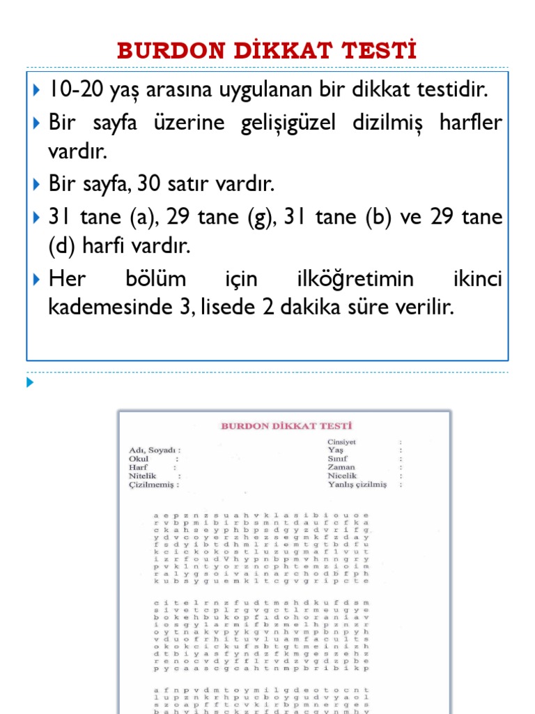 Burdon dikkat testi-Yönerge | PDF