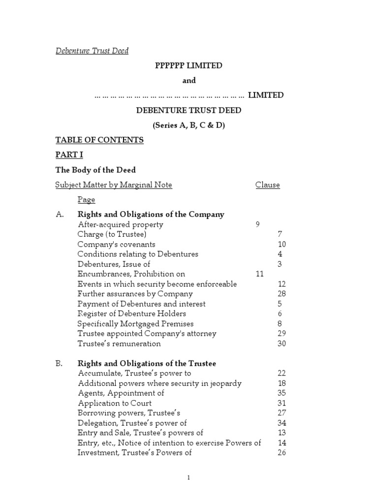 Debenture Trust Deed Meaning In Marathi
